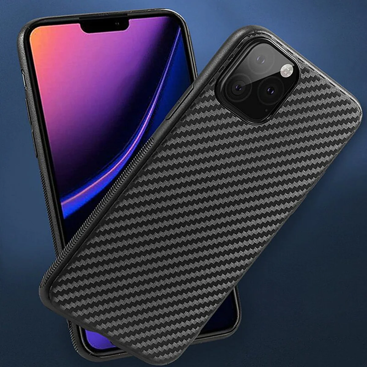 Силиконовый чехол "Carbon Fiber" черный для iPhone 13 Pro Max