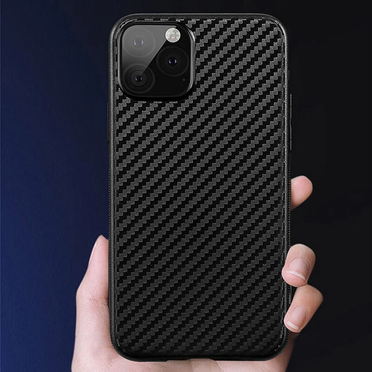 Силиконовый чехол "Carbon Fiber" черный для iPhone 13 Pro Max