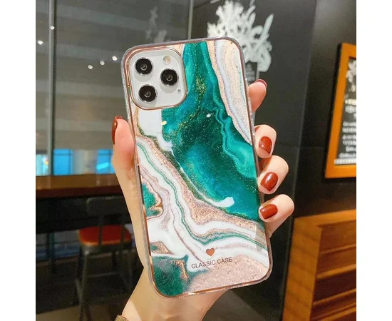 Силиконовый чехол "Gradient Marble" зеленый для iPhone 13 Pro