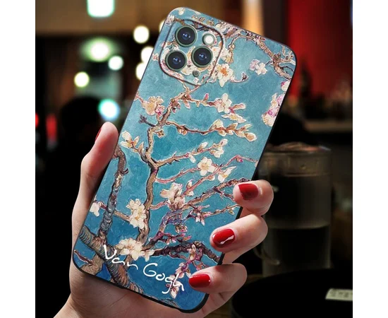 Силиконовый 3D чехол "Van Gogh - Цветущие ветки миндаля" для iPhone 12 Pro