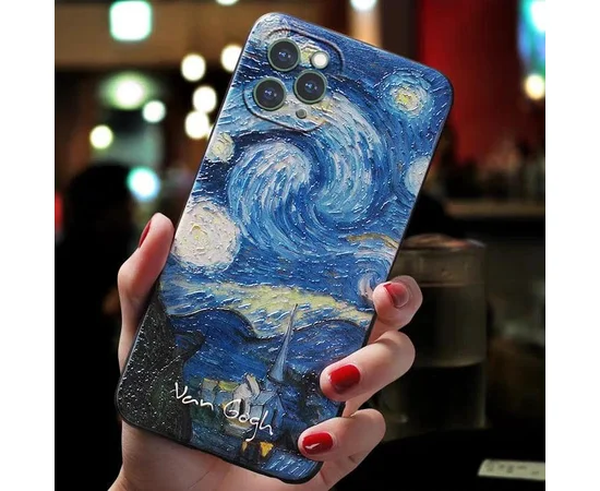 Силиконовый 3D чехол "Van Gogh - Звёздная ночь" для iPhone 13 Pro