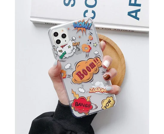 Силиконовый чехол "Sticker Boom" прозрачный для iPhone 13 Pro