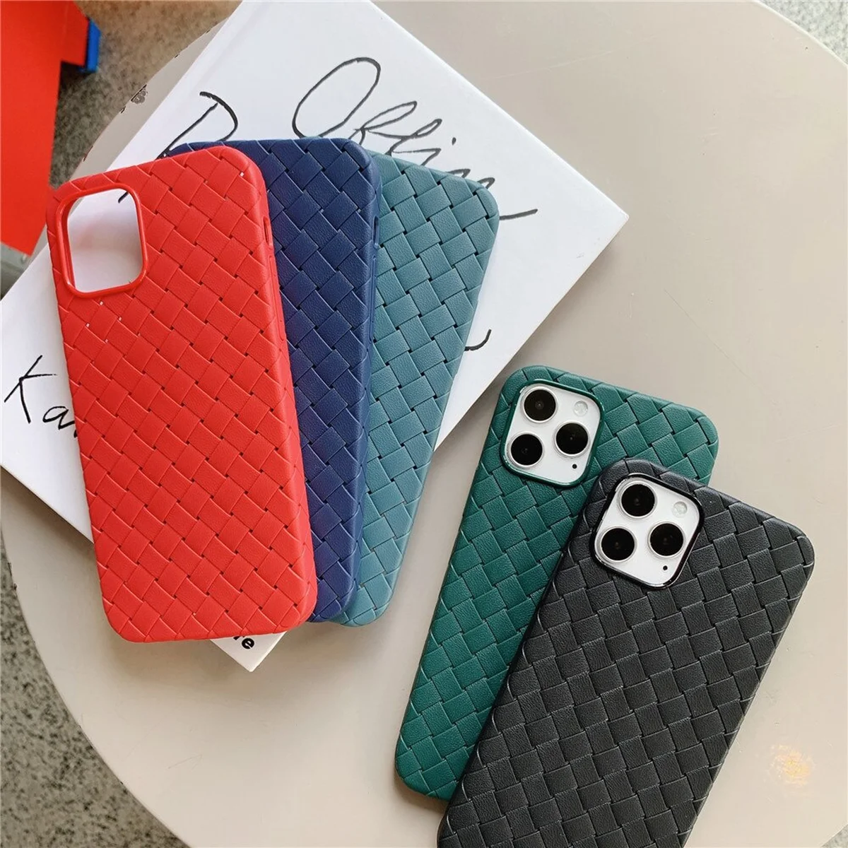 Силиконовый чехол "Weaving" синий для iPhone 13 Pro Max