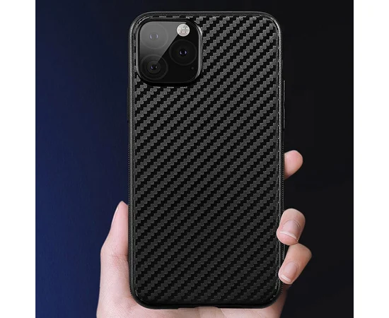 Силиконовый чехол "Carbon Fiber" черный для iPhone 13 Pro Max