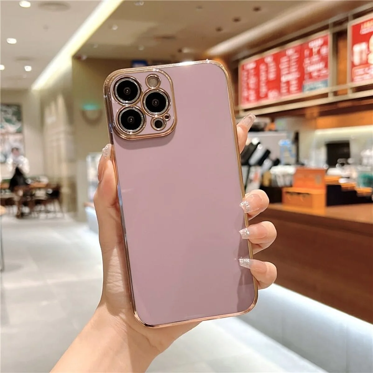 Силиконовый чехол "Gold Plated" фиолетовый для iPhone 13 Pro Max