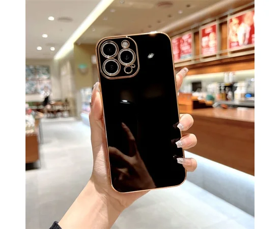 Силиконовый чехол "Gold Plated" черный  для iPhone 13 Pro Max