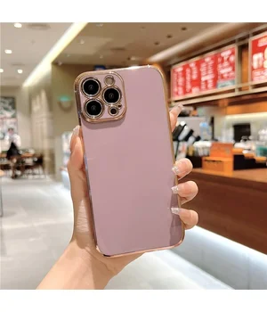 Силиконовый чехол "Gold Plated" фиолетовый для iPhone 13 Pro Max