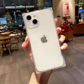 Силиконовый чехол "Square" квадратный для iPhone 15 Plus Прозрачный