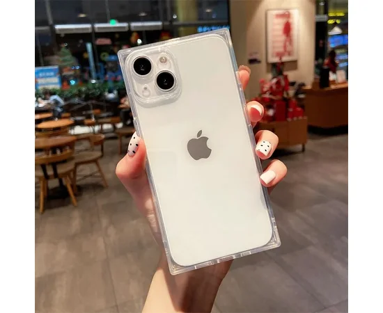 Силиконовый чехол "Square" квадратный для iPhone 15 Прозрачный