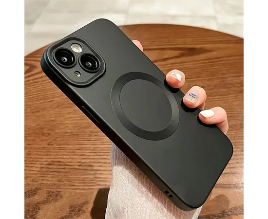 Силиконовый чехол "TPU Matte" with MagSafe для Apple iPhone 15 Черный