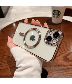 Силиконовый чехол "Transparent Plating" with MagSafe для Apple iPhone 15 Золотой Силиконовый чехол "Transparent Plating" with MagSafe для Apple iPhone 15 Золотой