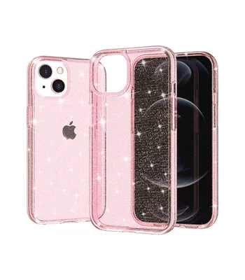 Силіконовий чохол "Bling Diamond" з блискітками для iPhone 13/14 Рожевий