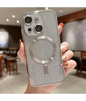 Силиконовый чехол "Shining Plating" with MagSafe для iPhone 14 Серебряный Силиконовый чехол "Shining Plating" with MagSafe для iPhone 14 Серебряный