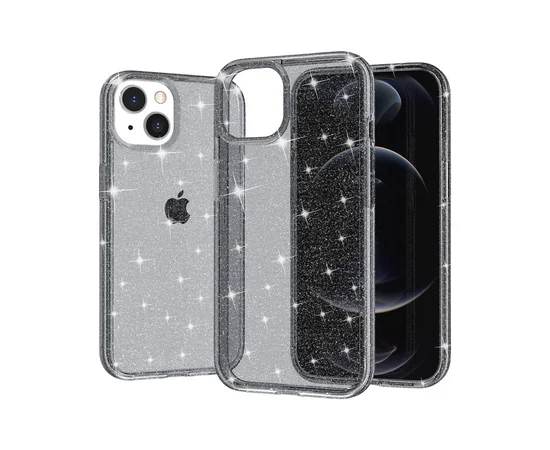 Силіконовий чохол "Bling Diamond" з блискітками для iPhone 14 Plus Чорний