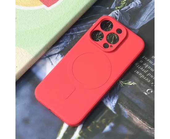 Силиконовый чехол "Silicone Matte" with MagSafe для Apple iPhone 14 Pro Max Красный