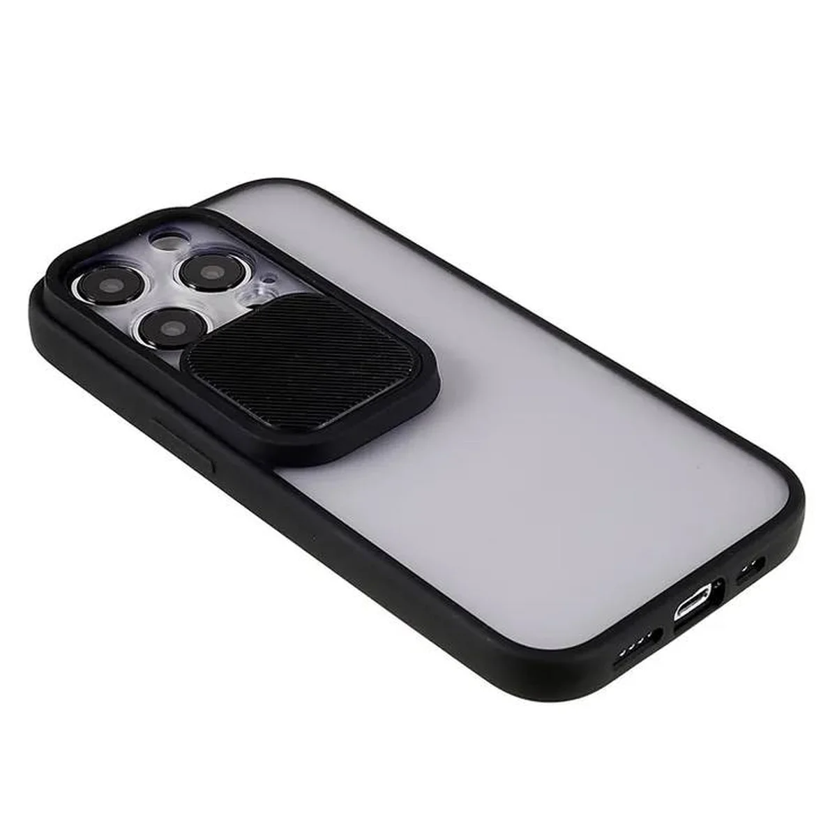 Силиконовый чехол "Camera Slide" со шторкой для iPhone 14 Pro Черный