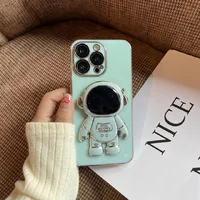 Силиконовый чехол "Космонавт" с подставкой для Apple iPhone 14 Pro Max Мятный