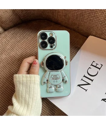 Силіконовий чохол "Космонавт" з підставкою для Apple iPhone 15 Pro Max М'ятний Силіконовий чохол "Космонавт" з підставкою для Apple iPhone 15 Pro Max М'ятний