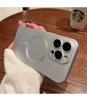 Силіконовий чохол "Luxury Matte" with MagSafe для Apple iPhone 15 Pro Max Срібний