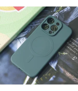 Силиконовый чехол "Silicone Matte" with MagSafe для Apple iPhone 13 Pro Max Dark Green