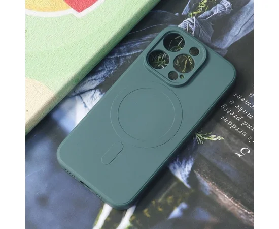 Силіконовий чохол "Silicone Matte" with MagSafe для Apple iPhone 14 Pro Max Dark Green
