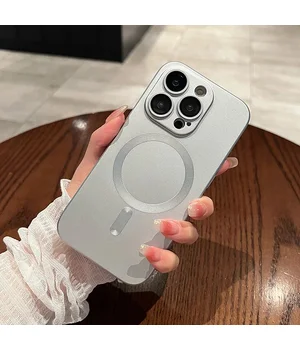 Силиконовый чехол "Luxury Matte" with MagSafe для Apple iPhone 15 Pro Max Серебряный