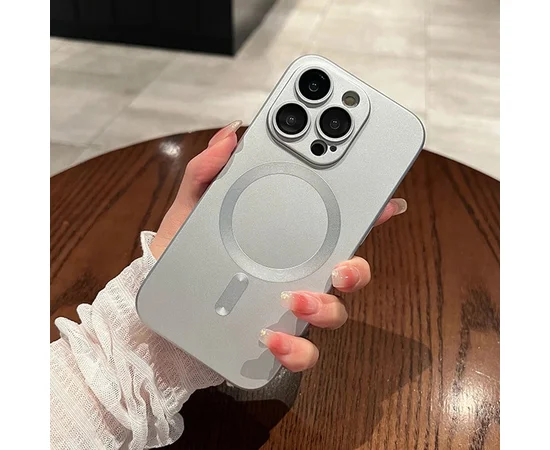 Силіконовий чохол "Luxury Matte" with MagSafe для Apple iPhone 15 Pro Max Срібний