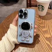 Силиконовый чехол "Космонавт" с подставкой для Apple iPhone 14 Pro Max Синий