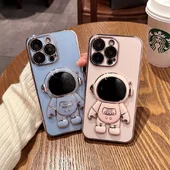 Силиконовый чехол "Космонавт" с подставкой для Apple iPhone 14 Pro Max Синий