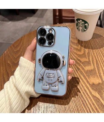 Силиконовый чехол "Космонавт" с подставкой для Apple iPhone 15 Pro Max Синий Силиконовый чехол "Космонавт" с подставкой для Apple iPhone 15 Pro Max Синий