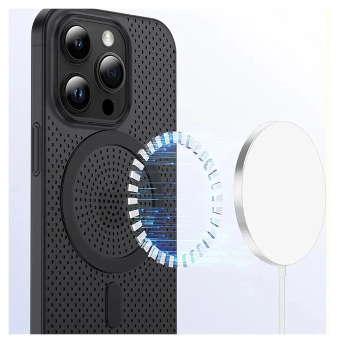 Пластиковый чехол "Thin Mesh" with MagSafe для Apple iPhone 14 Pro Черный