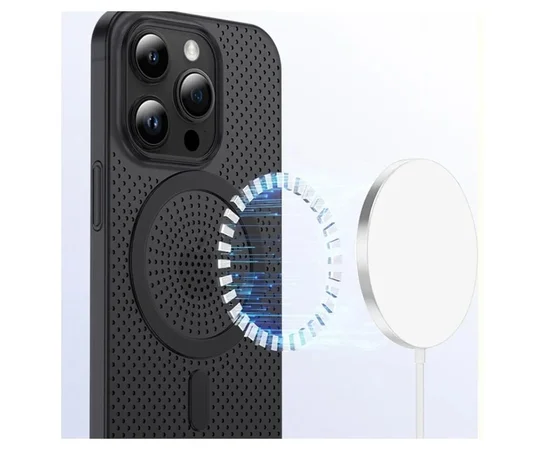 Пластиковий чохол "Thin Mesh" with MagSafe для Apple iPhone 14 Pro Чорний