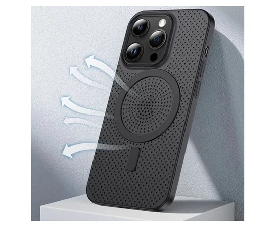 Пластиковый чехол "Thin Mesh" with MagSafe для Apple iPhone 14 Pro Черный