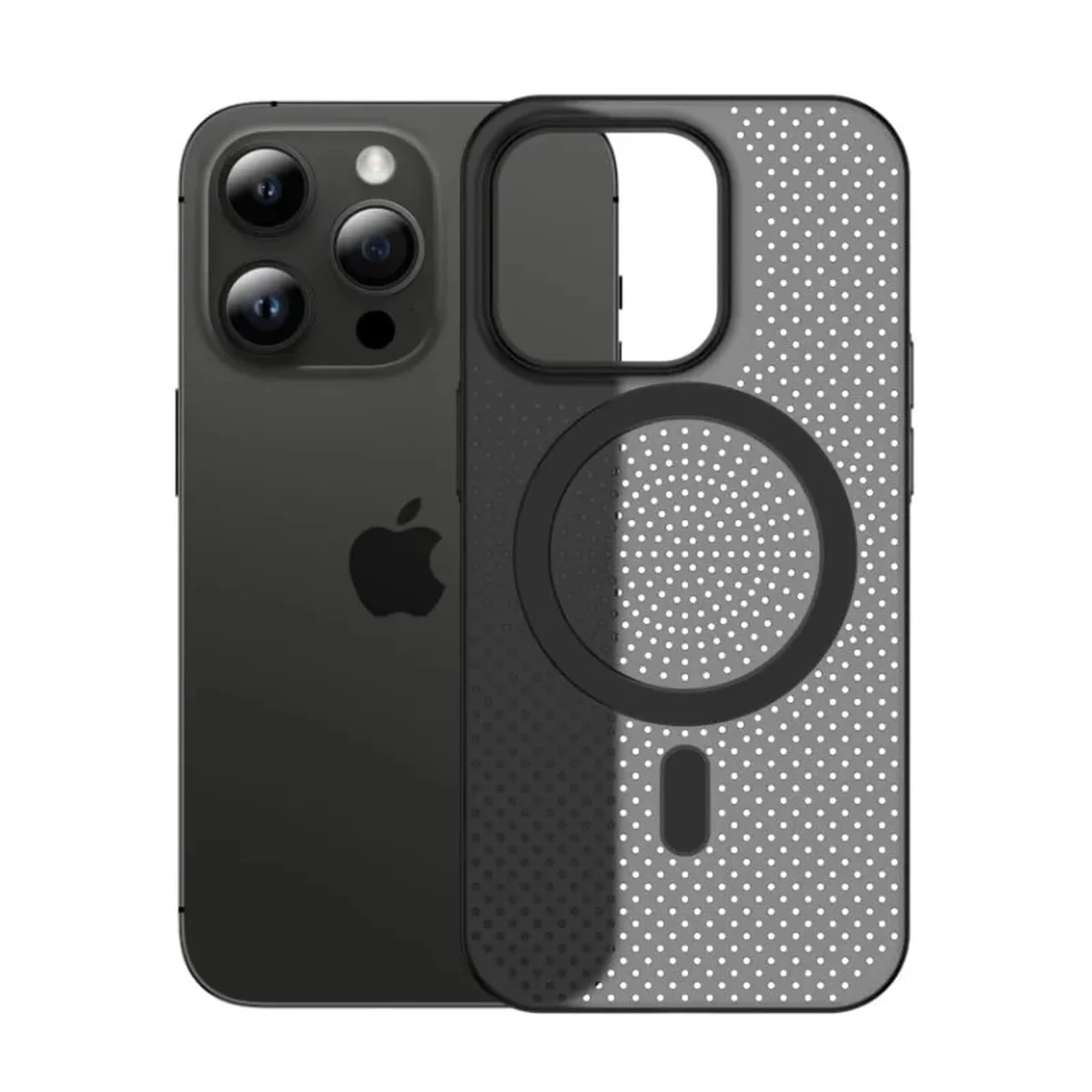 Пластиковый чехол "Thin Mesh" with MagSafe для Apple iPhone 13 Pro Черный