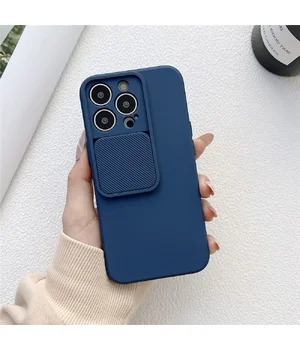 Силиконовый чехол "Vertical Lens Protection" для iPhone 13 Pro Max Синий