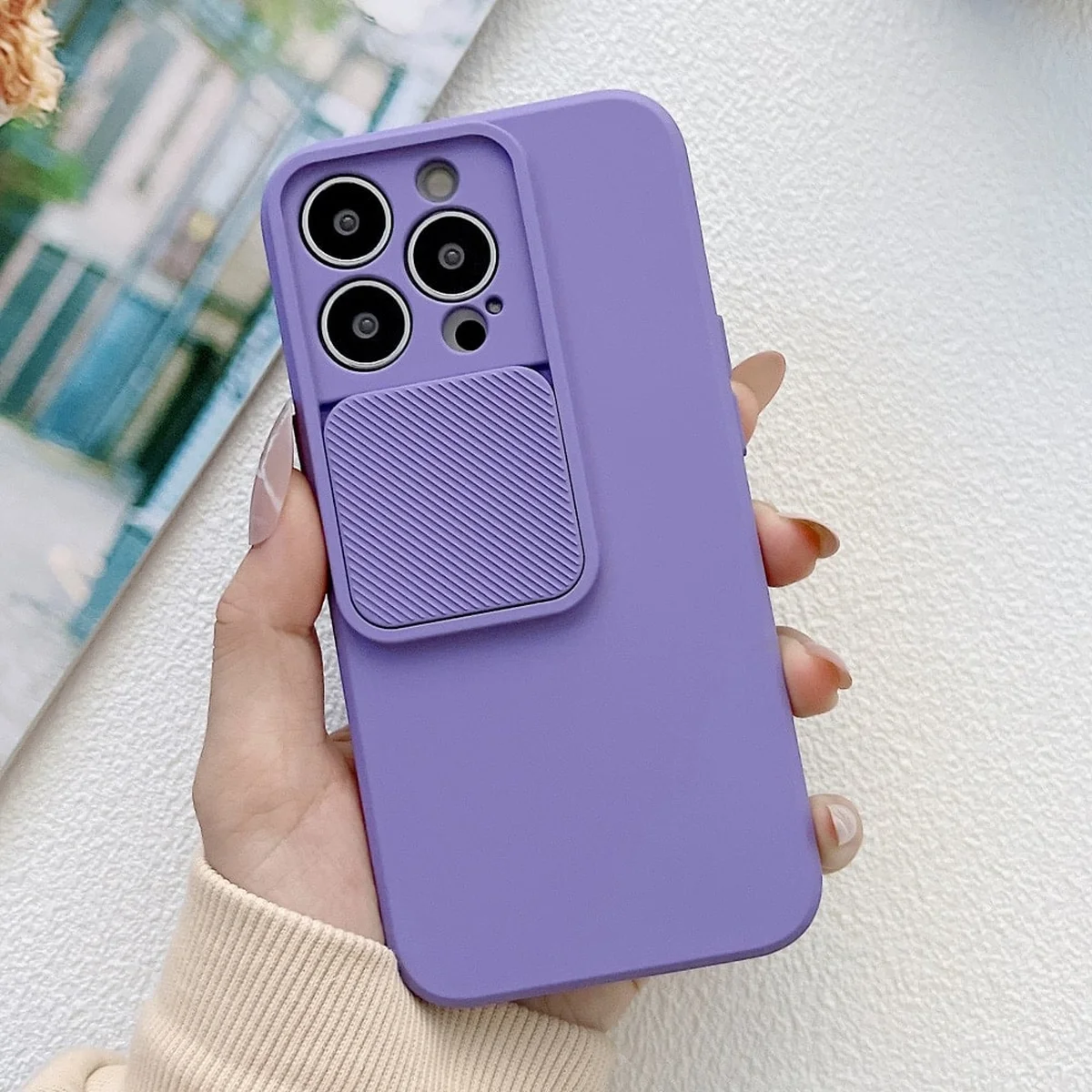 Силиконовый чехол "Vertical Lens Protection" для iPhone 13 Pro Фиолетовый