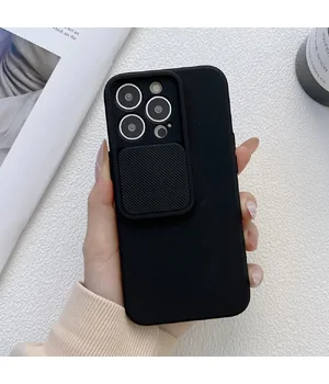 Силиконовый чехол "Vertical Lens Protection" для iPhone 13 Pro Max Черный