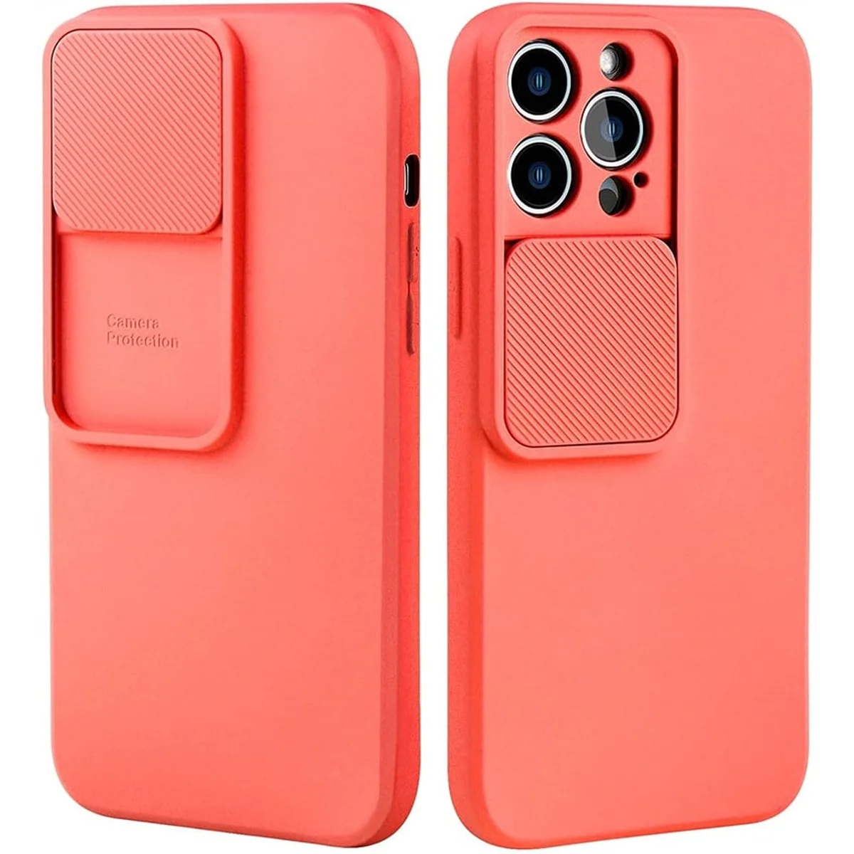 Силиконовый чехол "Vertical Lens Protection" для iPhone 13 Pro Розово-оранжевый