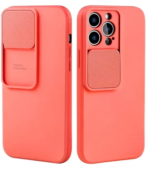 Силиконовый чехол "Vertical Lens Protection" для iPhone 13 Pro Max Розово-оранжевый