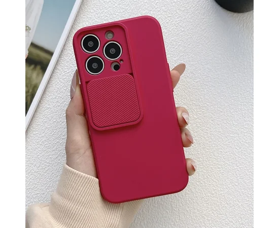 Силиконовый чехол "Vertical Lens Protection" для iPhone 13 Pro Камелия-красный