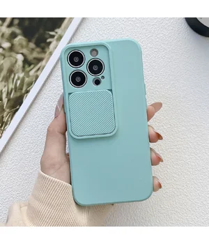 Силиконовый чехол "Vertical Lens Protection" для iPhone 13 Pro Max Бирюзовый