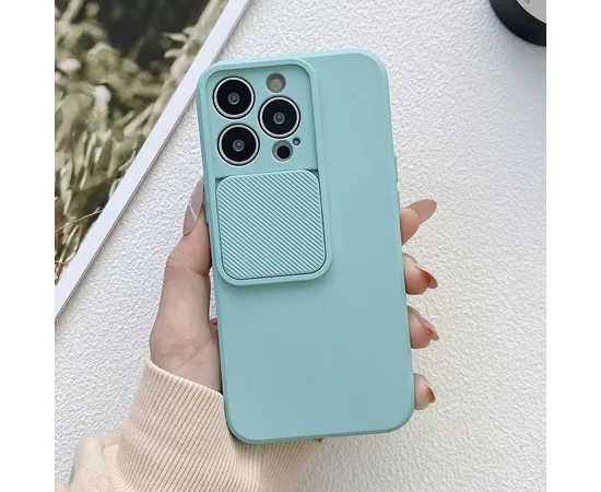 Силиконовый чехол "Vertical Lens Protection" для iPhone 14 Pro Бирюзовый