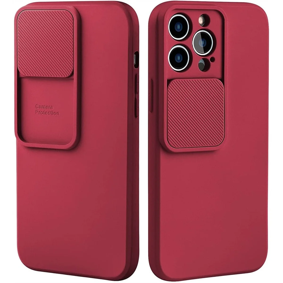 Силиконовый чехол "Vertical Lens Protection" для iPhone 13 Pro Камелия-красный