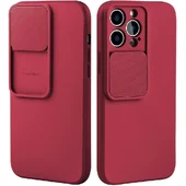 Силіконовий чохол "Vertical Lens Protection" для iPhone 13 Pro Max Камелія-червоний