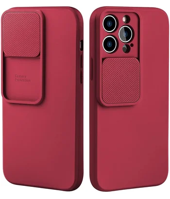 Силіконовий чохол "Vertical Lens Protection" для iPhone 13 Pro Камелія-червоний