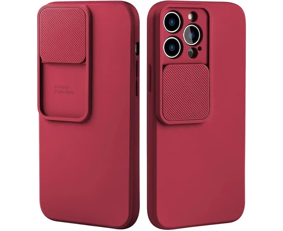 Силиконовый чехол "Vertical Lens Protection" для iPhone 13 Pro Камелия-красный