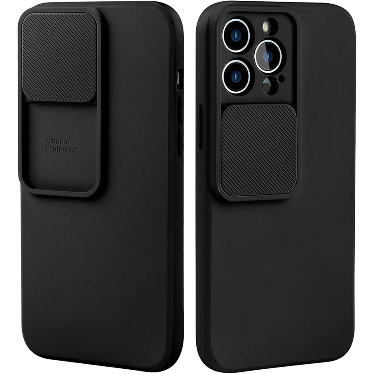 Силиконовый чехол "Vertical Lens Protection" для iPhone 13 Pro Черный