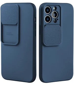 Силиконовый чехол "Vertical Lens Protection" для iPhone 13 Pro Max Синий