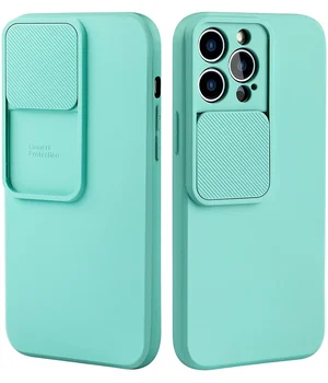 Силиконовый чехол "Vertical Lens Protection" для iPhone 13 Pro Max Бирюзовый