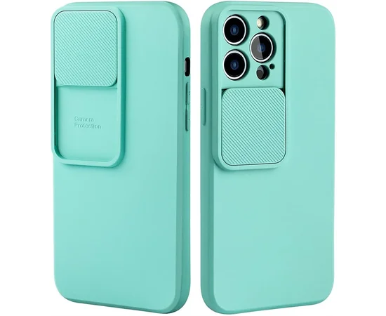 Силиконовый чехол "Vertical Lens Protection" для iPhone 14 Pro Бирюзовый